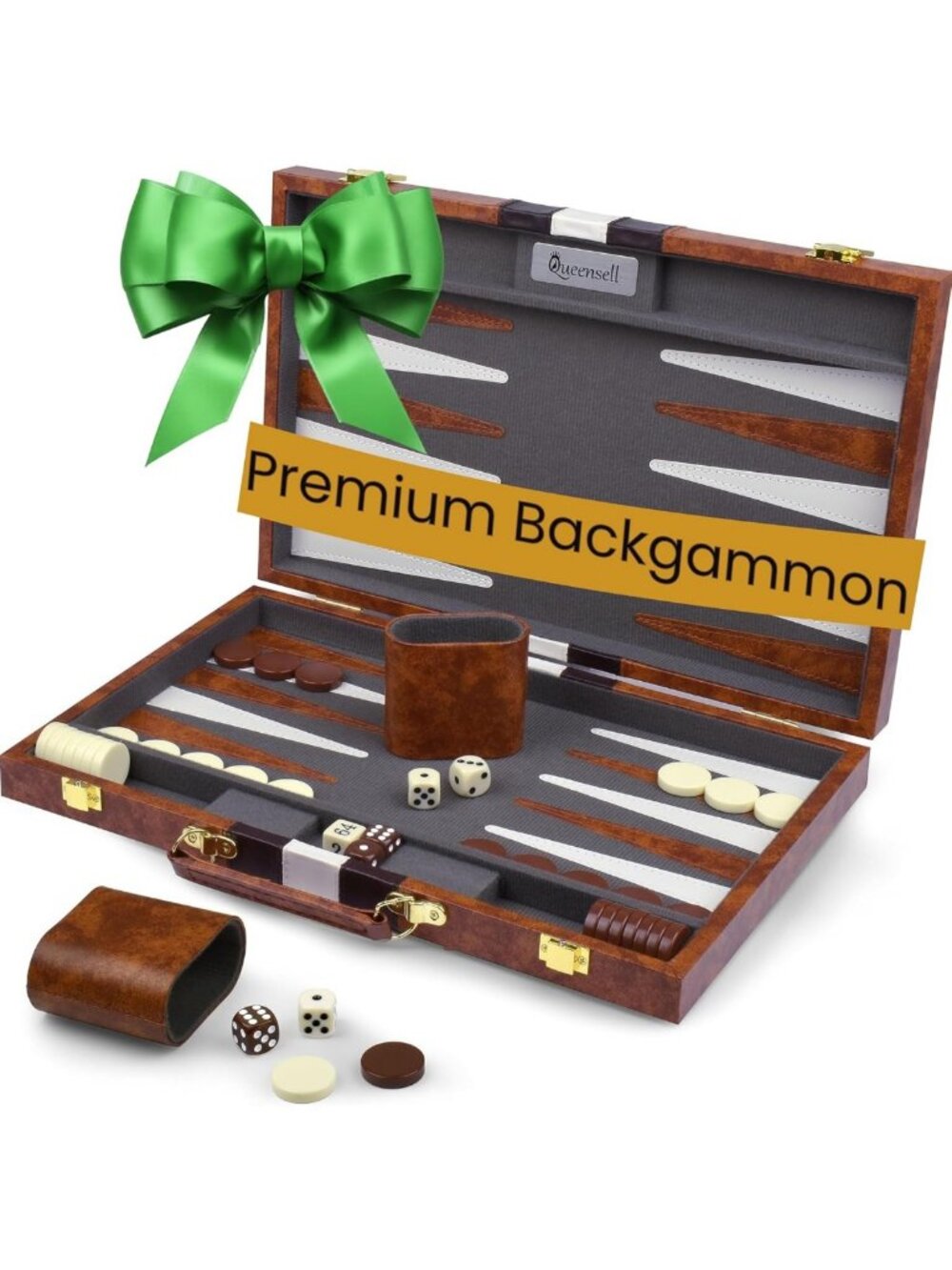 Premium 15" Backgammon Set - Classic Board Game for 2 Players, Perfect Gift for